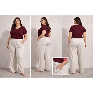Hanes Originals Wheat Heather Lounge Pants Elastic Waist Pockets 4X NWT
